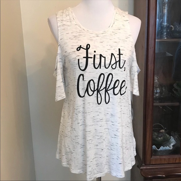 ❌SOLD❌Apt. 9 Coffee cold-shoulder tee - Picture 2 of 3